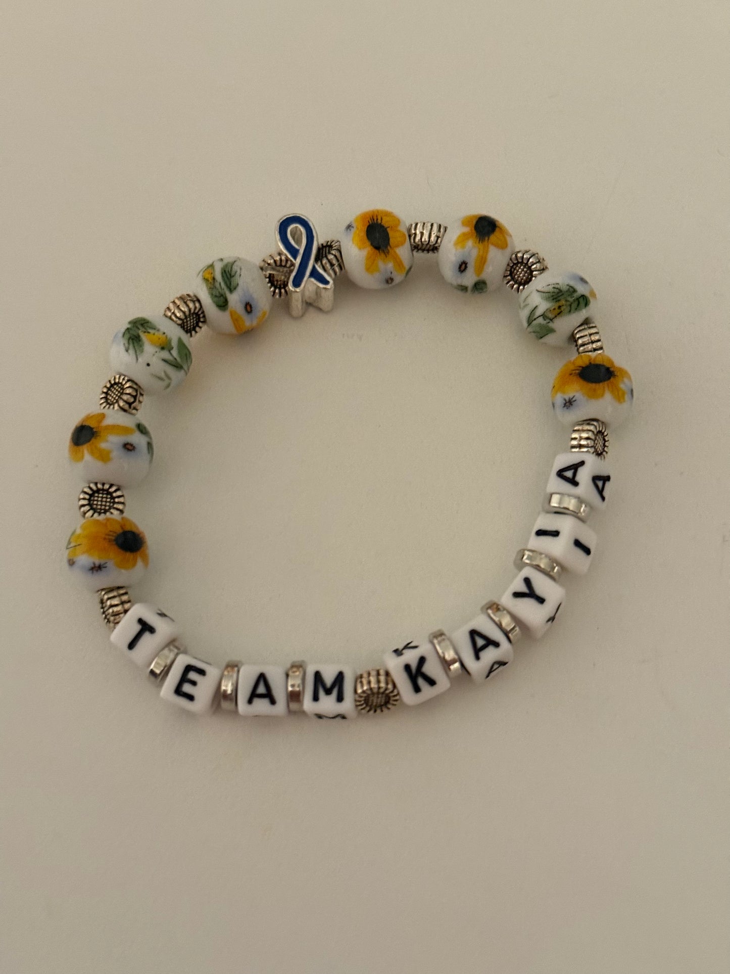Beaded Team Kayia Bracelet- Silver Sunflower