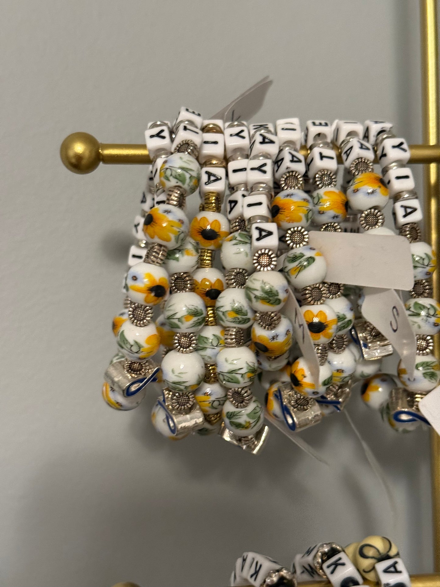 Beaded Team Kayia Bracelet- Silver Sunflower